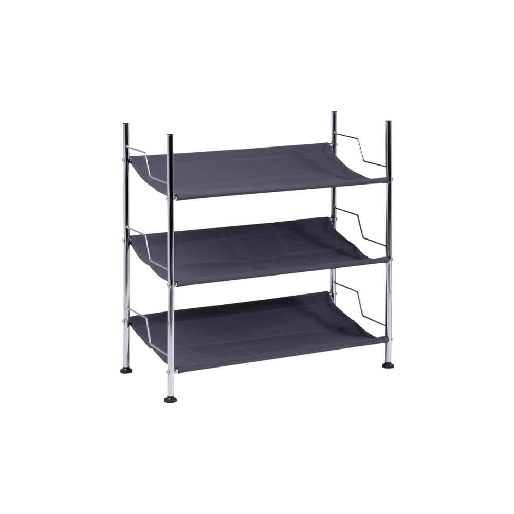24.33 H 9-Pair Black Steel Shoe Rack