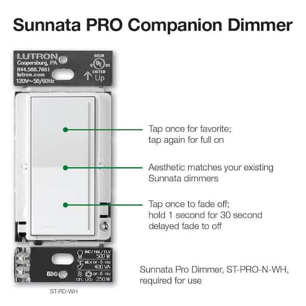 Sunnata Pro LED+ Touch Dimmer Switch, for 500W ELV/MLV, 250W LED, Single Pole/Multi Location, Ivory (ST-PRO-N-IV)