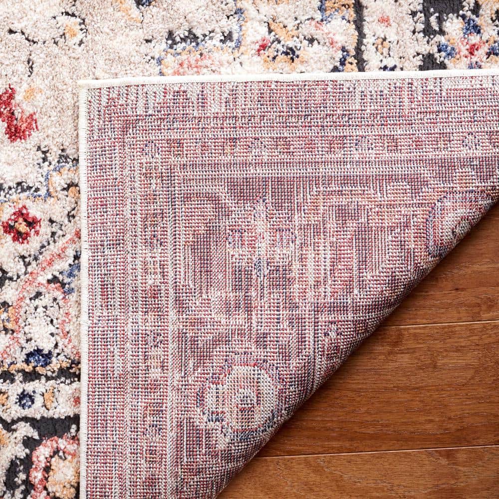 Luna Beige and Black Synthetic Rectangular Area Rug