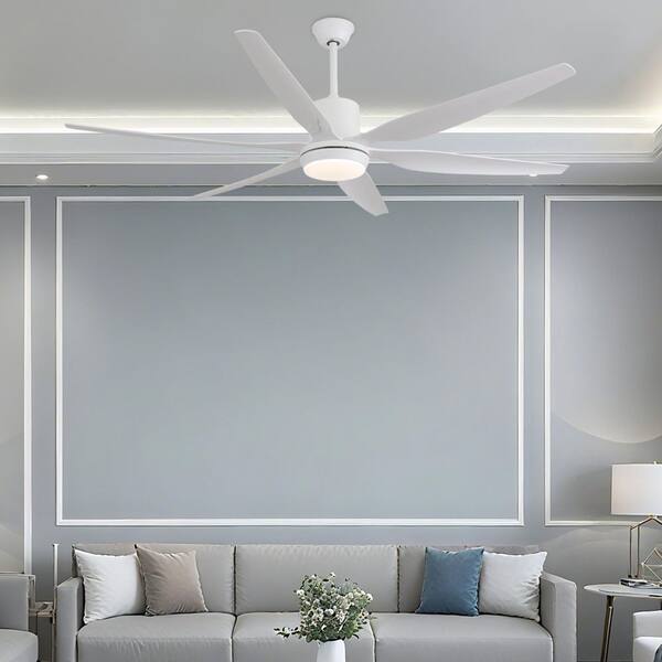 Keazile 66 in. White Modern Downrod Mount Ceiling Fan with
