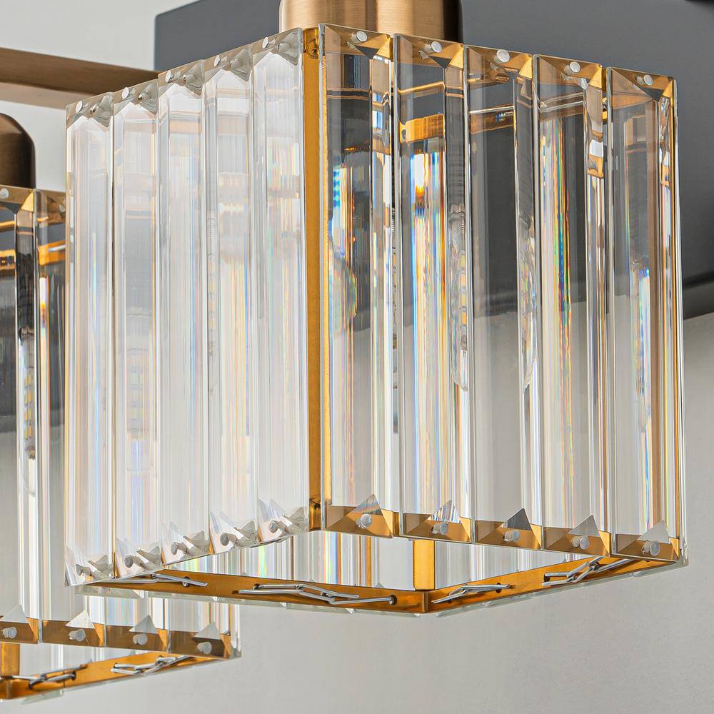 20.5" Black and Gold Metal Vanity Light with Crystal Shades