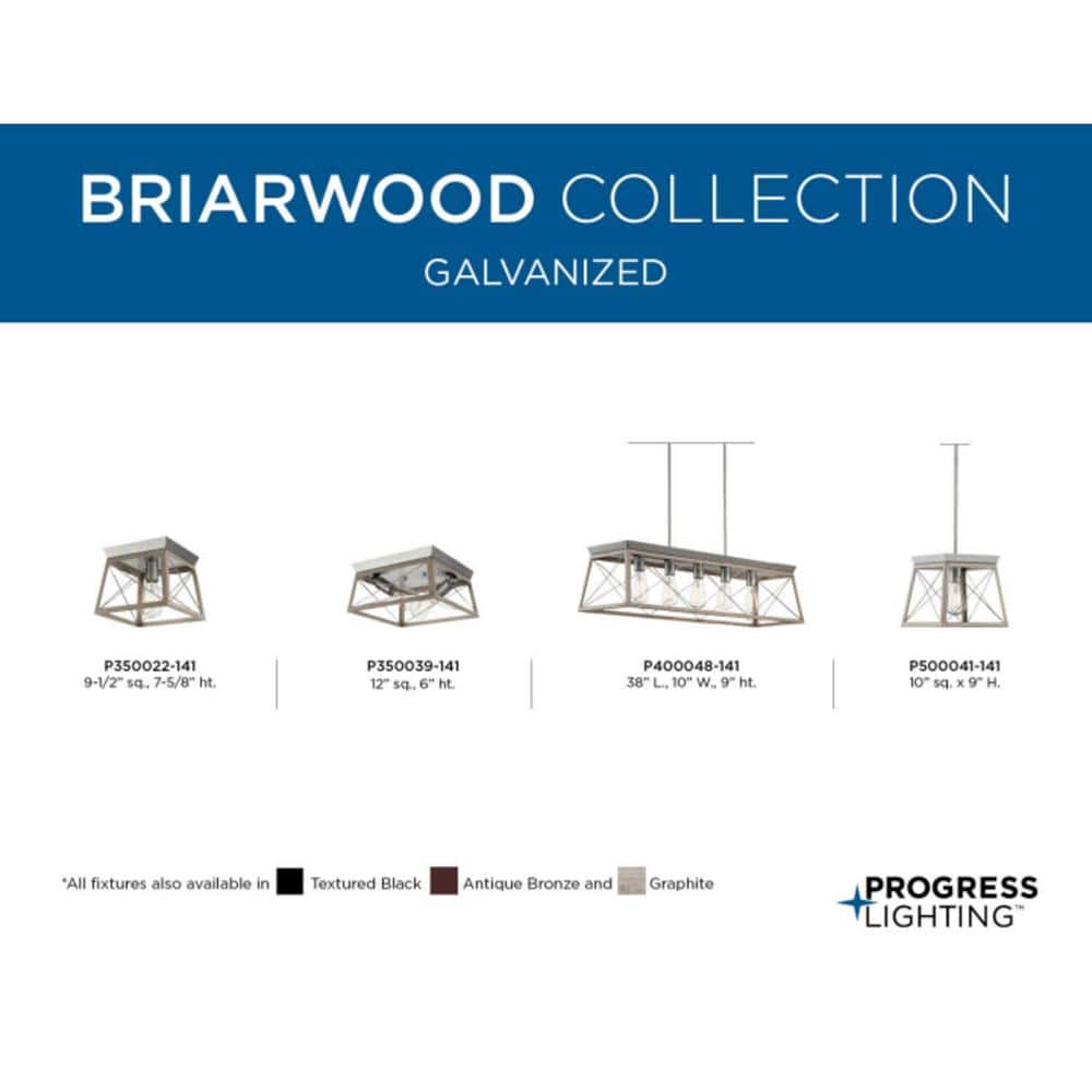 Briarwood Bleached Oak and Galvanized Steel Farmhouse Flush Mount Light