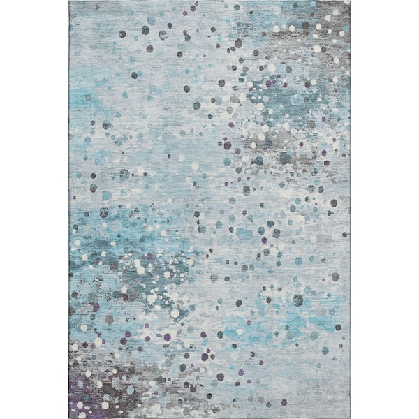 Mayfield Premium Machine Washable Abstract AMF2007 Teal 10 ft. x 14 ft. Area Rug