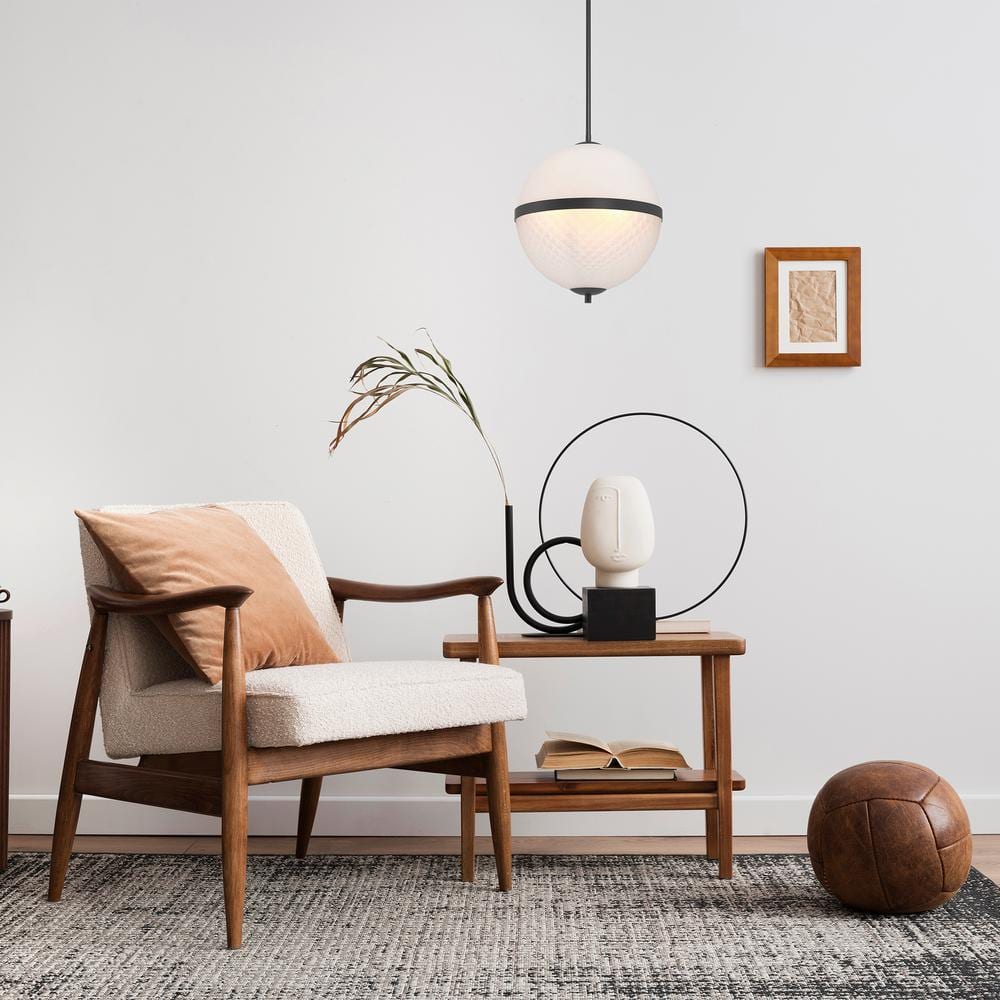 Dia Matte Black and Brass Glass Pendant Light