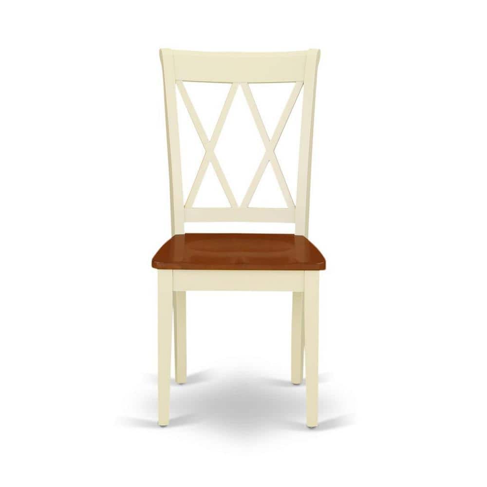 Buttermilk and Cherry Round Dining Table Set with X-Back Chairs