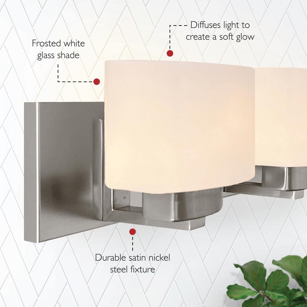 Satin Nickel 5-Light Vanity Light with Frosted Glass Shades
