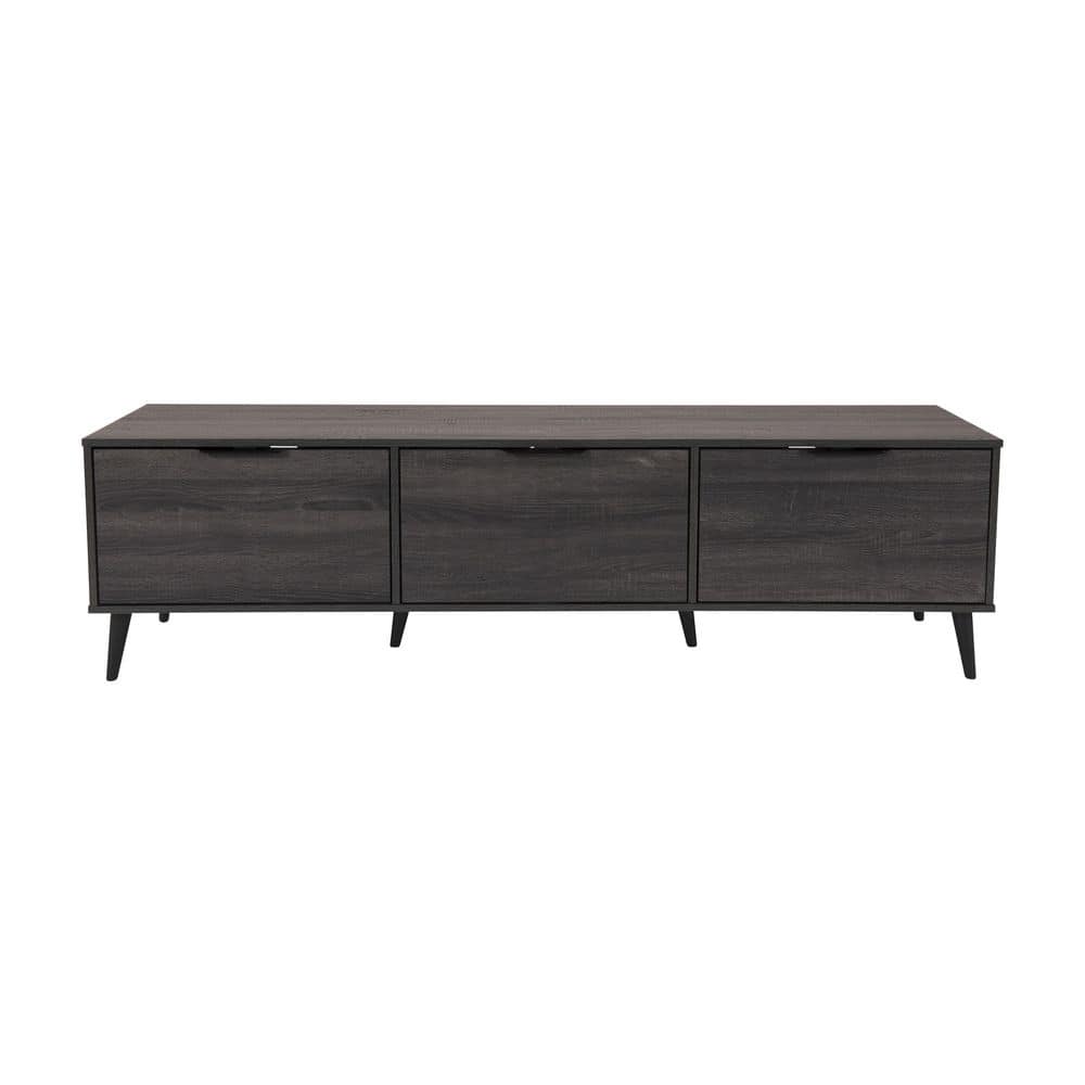 CorLiving Cole 71 in. Dark Grey TV Bench with Storage Fits TV's up to 85 in. with Cable