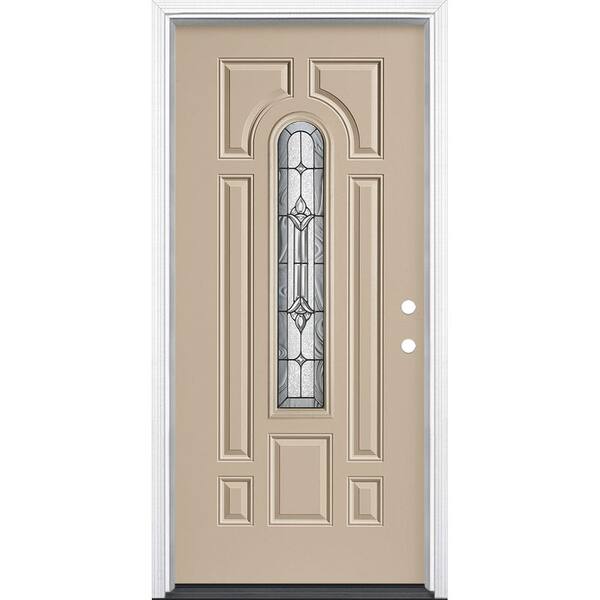 Masonite 36 in. x 80 in. Providence Center Arch Canyon View Left Hand Inswing Painted Steel Prehung Front Door with Brickmold