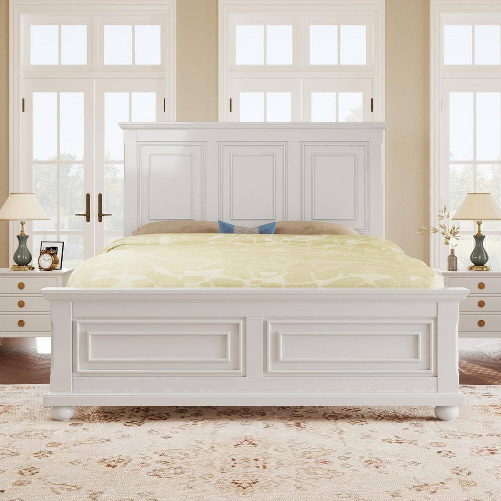 White Wood Frame Queen Size Platform Bed price history on PriceWatchPro