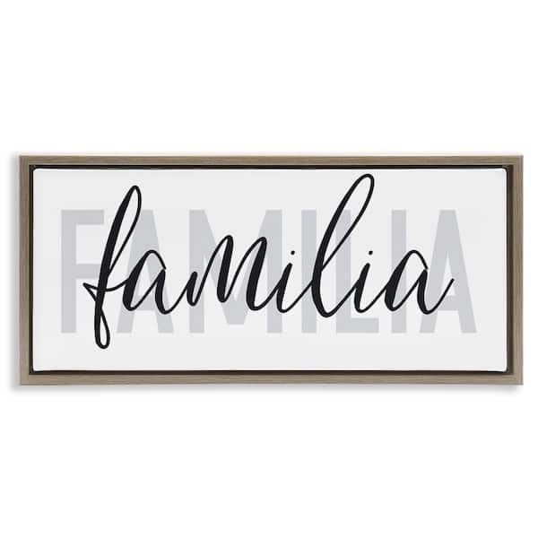 Stupell Industries Familia Simple Family Text by Wild Apple Portfolio Brown Floater Frame Typography Graphic Art Print 11 in. x 25 in.