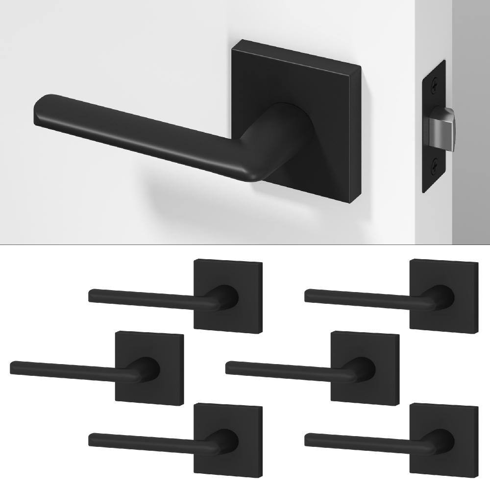 Mirra Metal Matte Black Passage Hall/Closet Round Door Handle with Square Rosette 6-Pack price history on PriceWatchPro