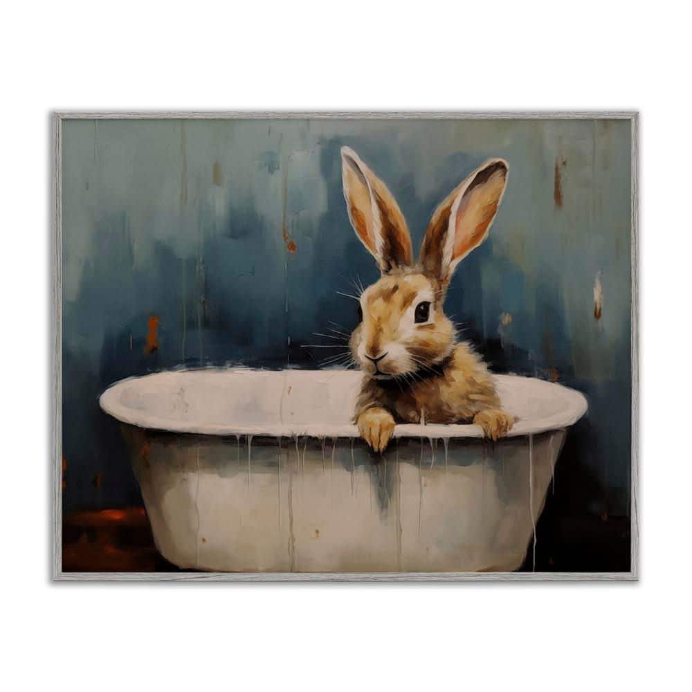 Baby Bunny in Tub by Arlington Prints Gray Framed Animal Giclee Art Print 16 in. x 20 in. price history on PriceWatchPro