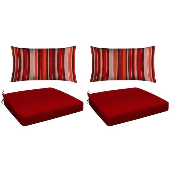 Honeycomb Red 4-Piece Outdoor Premium Dining Chair Cushion Set