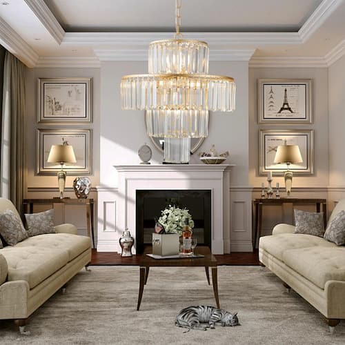 20 in 12-light Luxury Gold Crystal Chandelier Large Ceiling