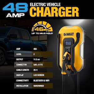 25 ft. cord 48 Amp, 240-Volt AC 11.5 Kw, Weatherproof Level 2, Heavy-Duty Smart Electric Vehicle Charging Station