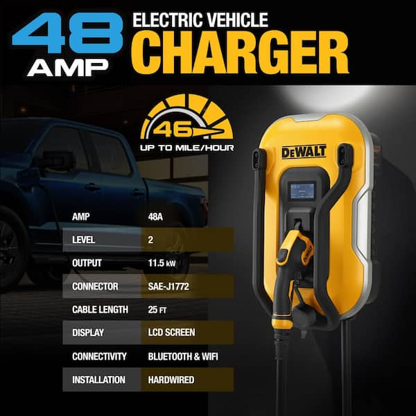 Level-2 Wall Mounted Electric Vehicle EV Charger up to 48 Amps, 240-Volt AC 11.5 Kw, 25 Ft. Cable, Weatherproof