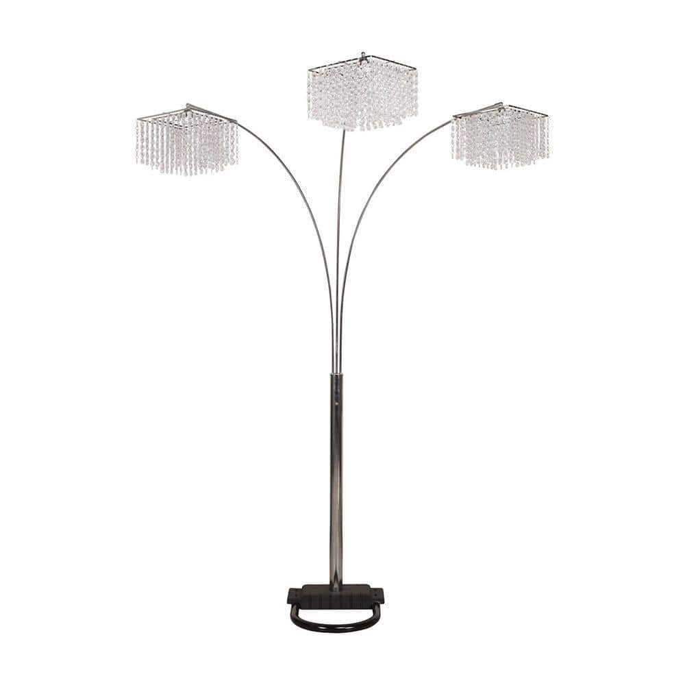 Jushua 87 in. H 3-Light Silver Multi-head Arc Floor Lamp with