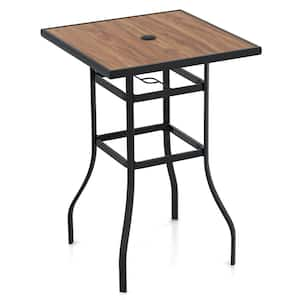 27.5 in. Patio Bar Table with 1.5 in. Umbrella Hole for Garden Backyard Poolside, Easy to Maintain and Clean