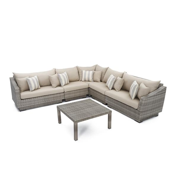 RST Brands Cannes 6-Piece Patio Sectional Seating Set with Slate Grey Cushions