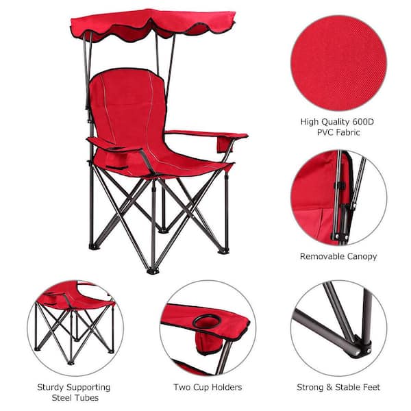 Casainc Portable Folding Beach Chair, Portable High Chair With Canopy