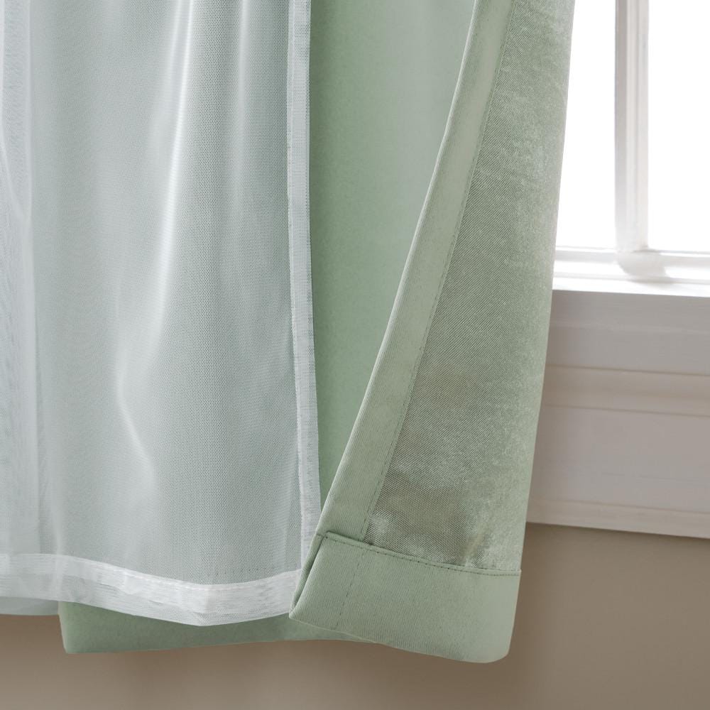 Seafoam and Cloud Gray Polyester Blackout Grommet Window Panels