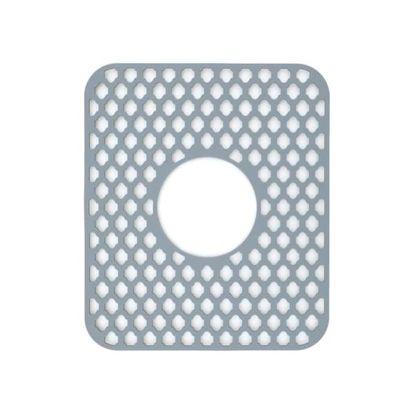 LORDEAR 14 in. L x 11 in. W Gray Rectangular Silicone Kitchen Sink Bottom Grid