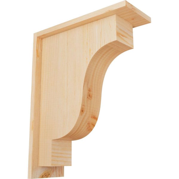 Ekena Millwork 5-1/2 in. x 14 in. x 18 in. Douglas Fir Newport Smooth Corbel with Backplate