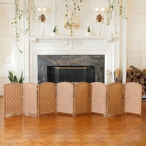 2 ft. Short Diamond Weave Fiber Folding Screen - Natural - 8 Panel