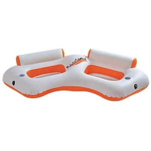 85 in. Orange and White Inflatable Two Person Sofa