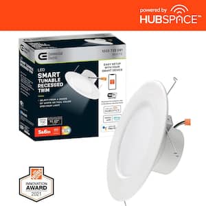 5 in./6 in. Smart Adjustable CCT Integrated LED Recessed Light Trim Powered by Hubspace New Construction Remodel