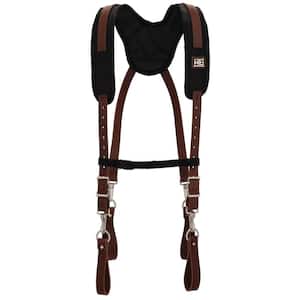Comfort Plus Suspenders Leather Brown Tool Belt Suspernders