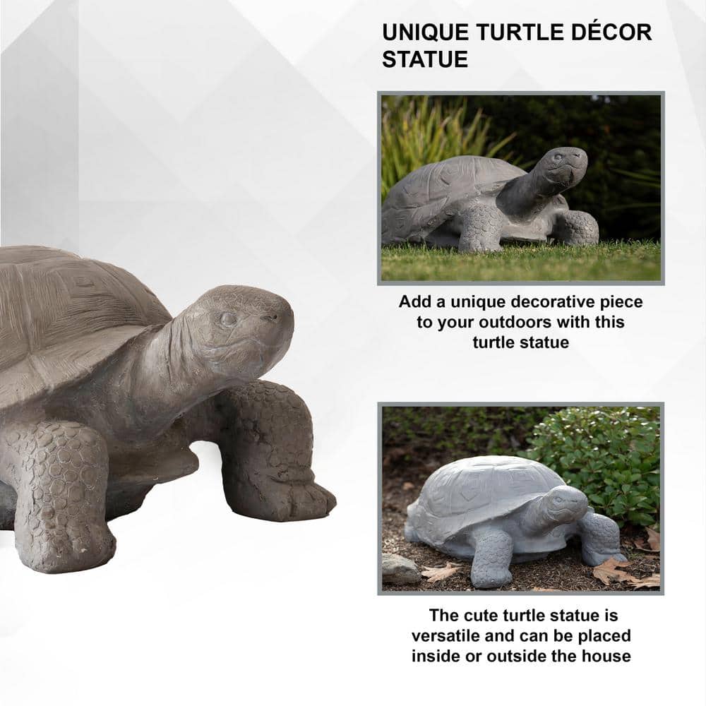 30.3" Light Grey Polystone Turtle Garden Statue