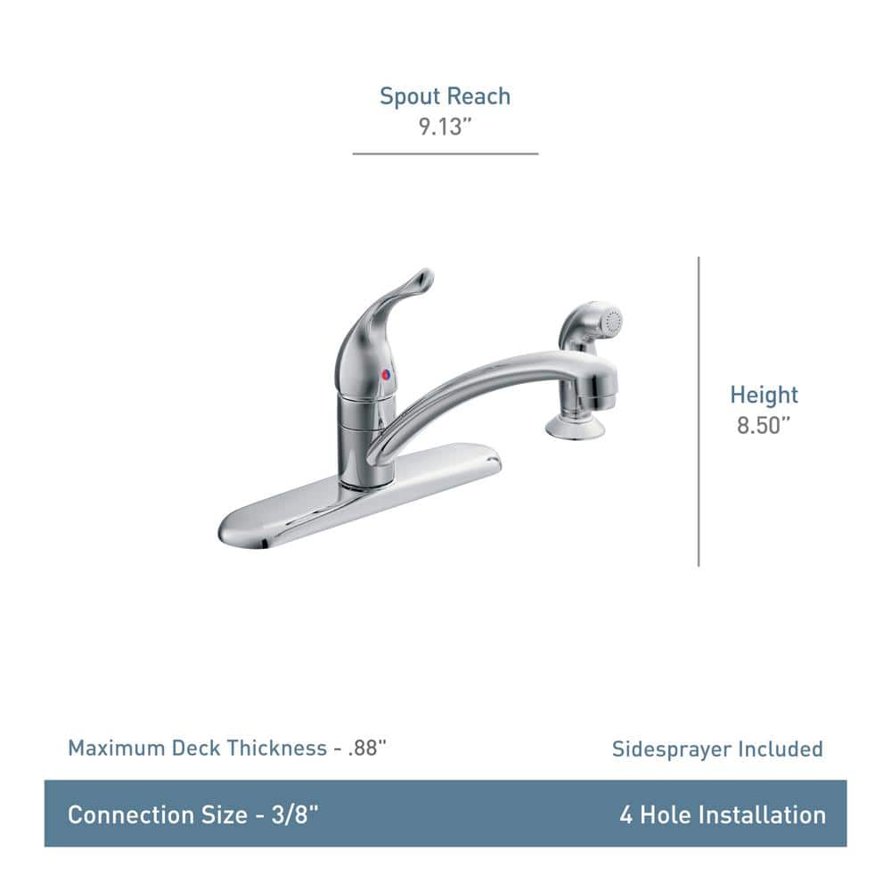 Moen Chateau Chrome One Handle Kitchen Faucet with Side Sprayer