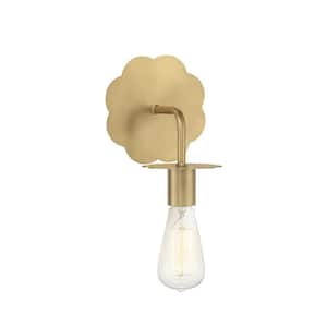 6.25 in. W x 8.25 in. H 1-Light Natural Brass Wall Sconce with Exposed Bulb