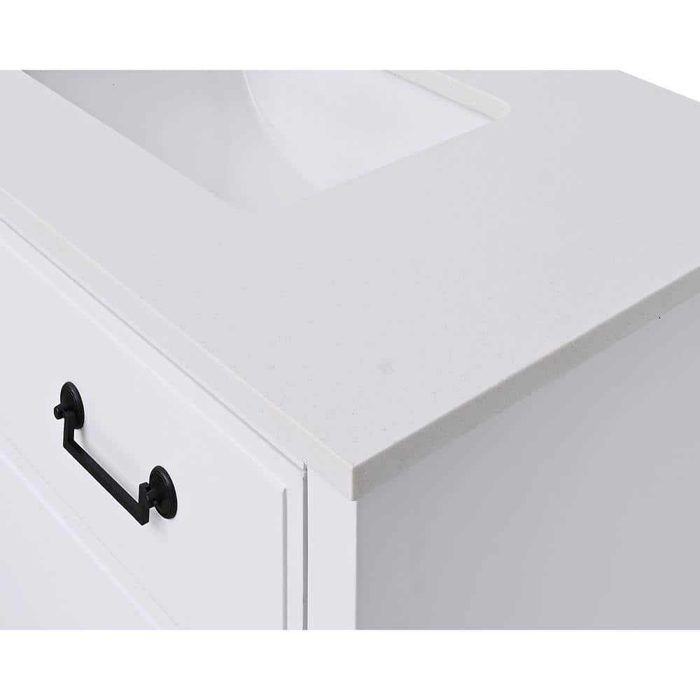 37'' Everest White Quartz Undermount Single Sink Vanity Top