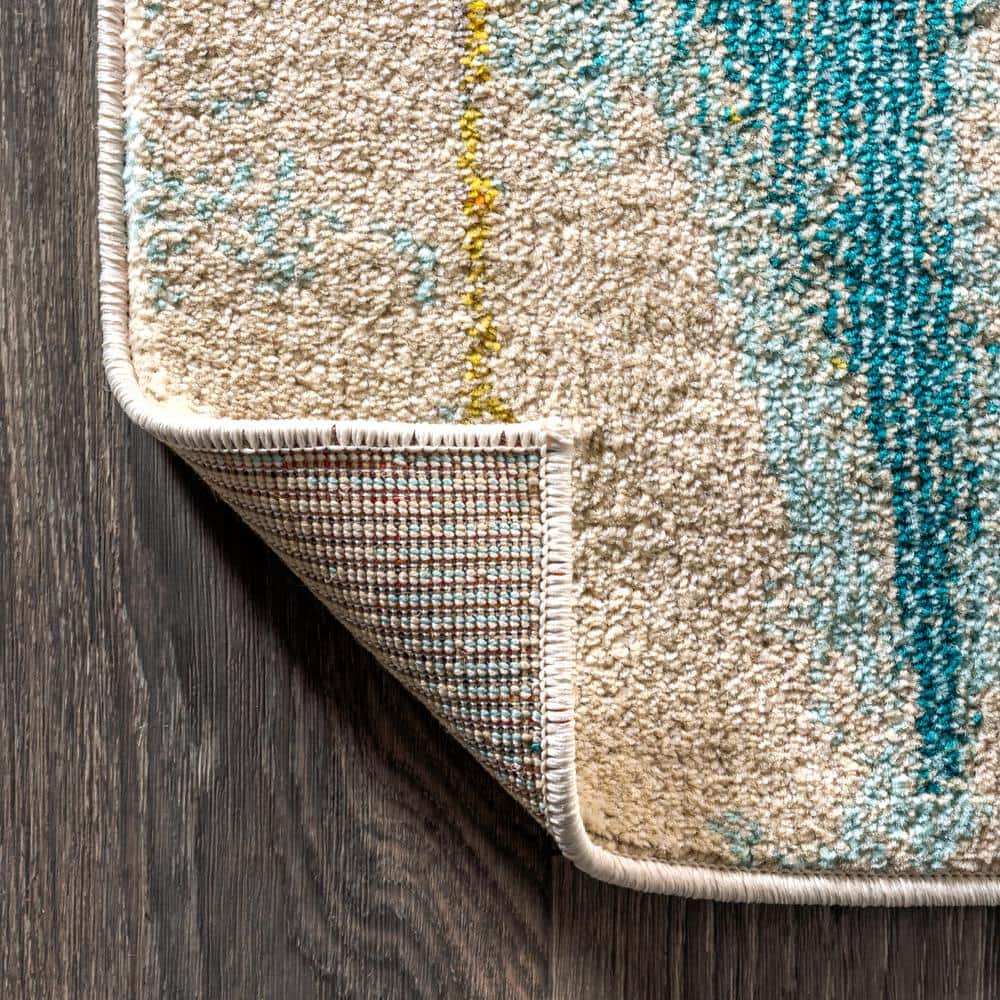Contemporary Abstract Multicolor Synthetic 5' x 8' Area Rug