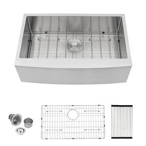 Farmhouse Sink 16-Gauge Stainless Steel 36 in. Single Bowl Farmhouse Apron Kitchen Sink with Bottom Grid