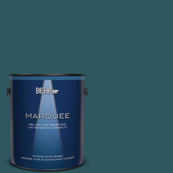 BEHR MARQUEE 1 gal. #QE-47 Petro Blue Satin Enamel Interior Paint & Primer