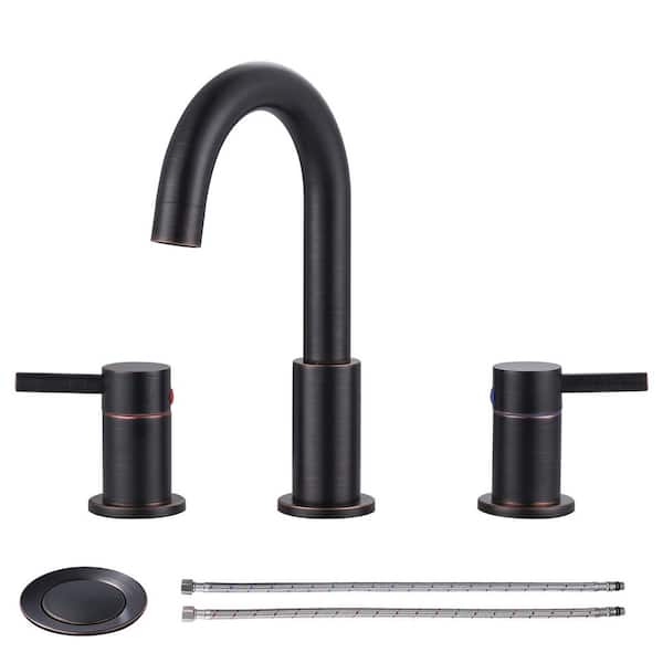 8 in. Widespread Double Handle Bathroom Faucet with Pop-Up Drain in Oil Rubbed Bronze