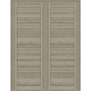 Louver 36 in. x 95.25 in. Both Active Shambor Wood Composite Double Prehung Interior Door