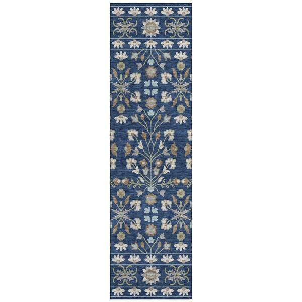 Chantille Machine Washable Indoor/Outdoor Abstract ACN3048 Navy 2 ft. x 7 ft. Runner Rug