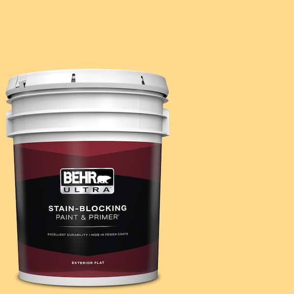 BEHR ULTRA 5 gal. #P270-4 Egg Cream Flat Exterior Paint & Primer