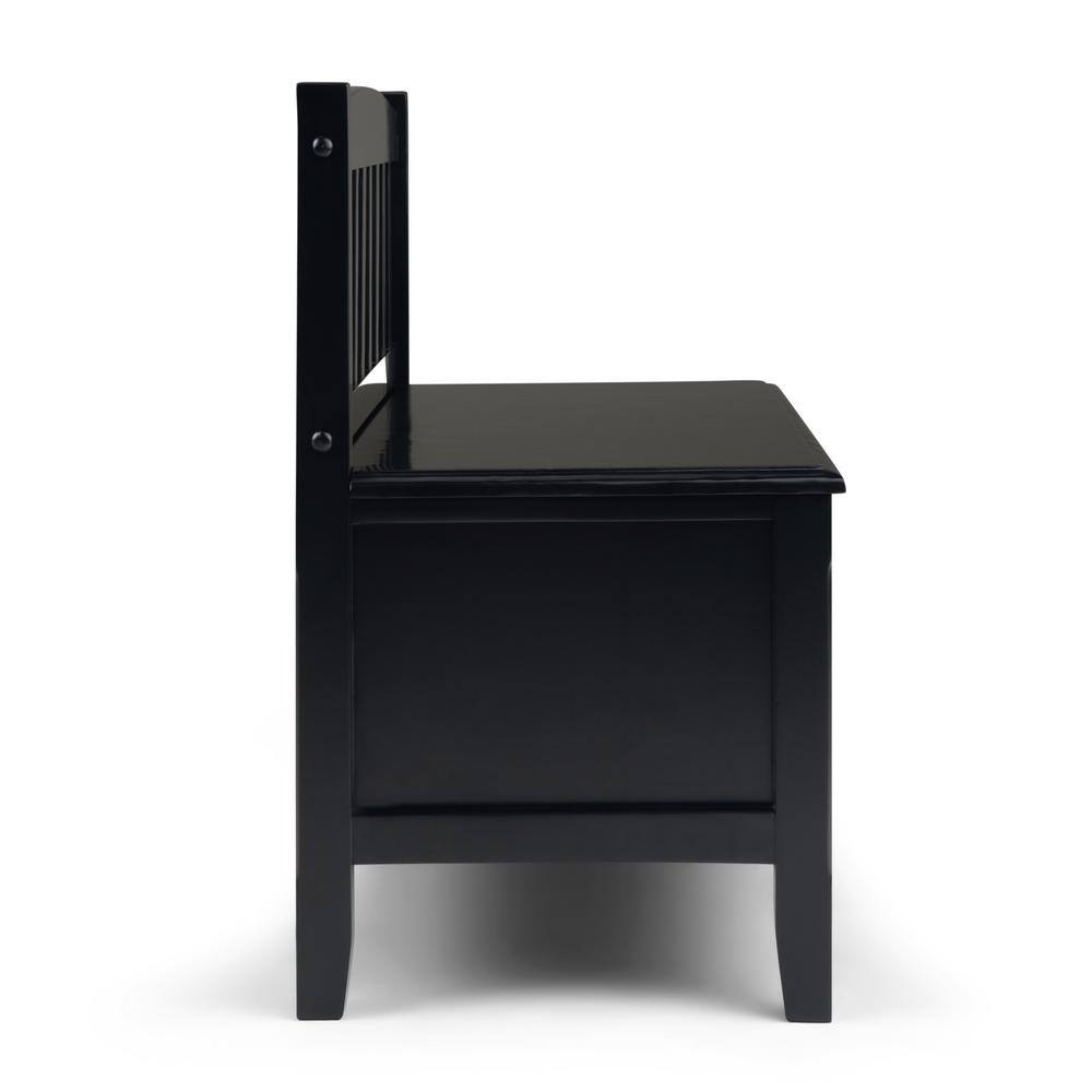 Black Solid Wood Entryway Bench with Storage Drawers