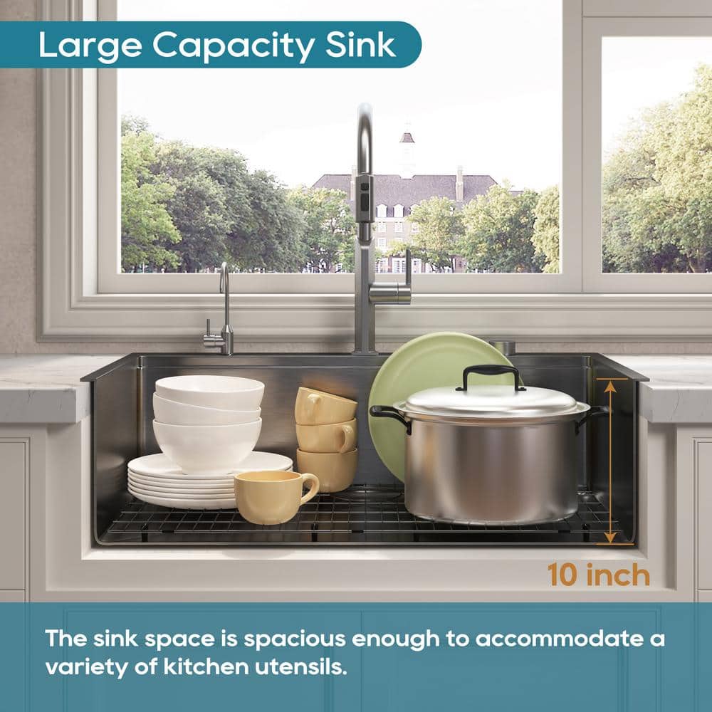 33" Gunmetal Black Stainless Steel Single Bowl Drop-In Workstation Sink
