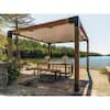 TOJA GRID 10 ft. L x 10 ft. W Pergola Kit with 4x4 KNECT Post Wall and  White Shade Sail for 6x6 Wood Posts PW61010WH-SH - The Home Depot