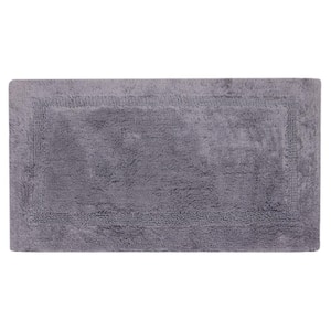 Charcoal 21 in. x 34 in. Inset Border Cotton Bath Mat