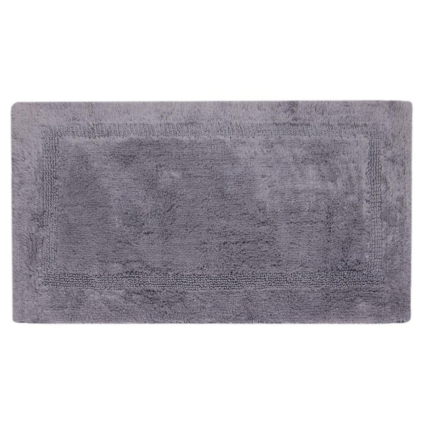 Unbranded Charcoal 21 in. x 34 in. Inset Border Cotton Bath Mat