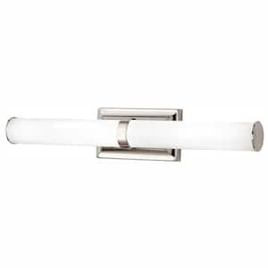 Rolande 100-Watt Equivalent Polished Nickel LED Vanity Light with Tube Etched Glass