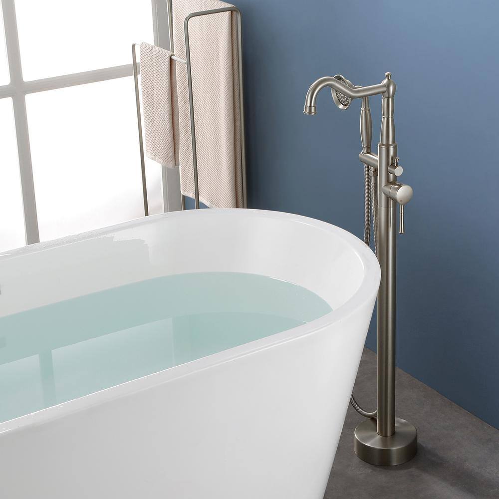 Brushed Nickel Freestanding Tub Faucet with Hand Shower