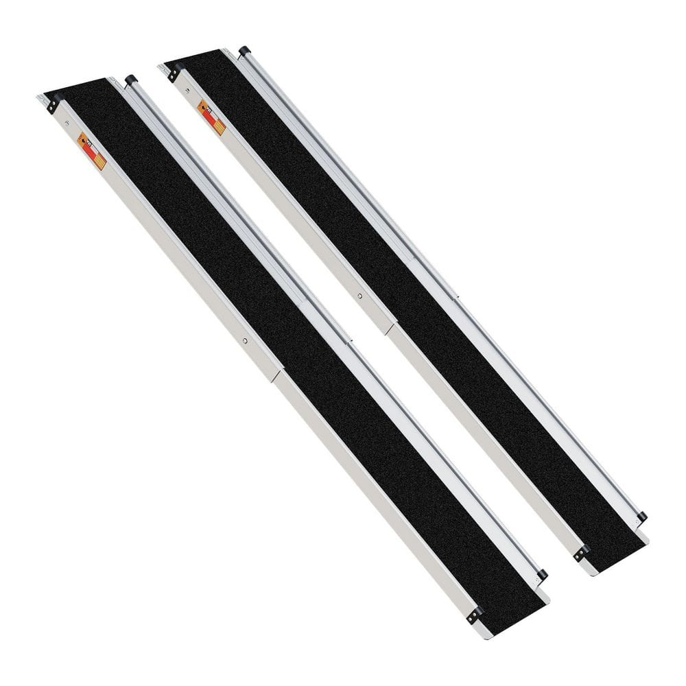 Adjustable 4-7 FT Aluminum Wheelchair Ramp Non-Slip Portable Ramp